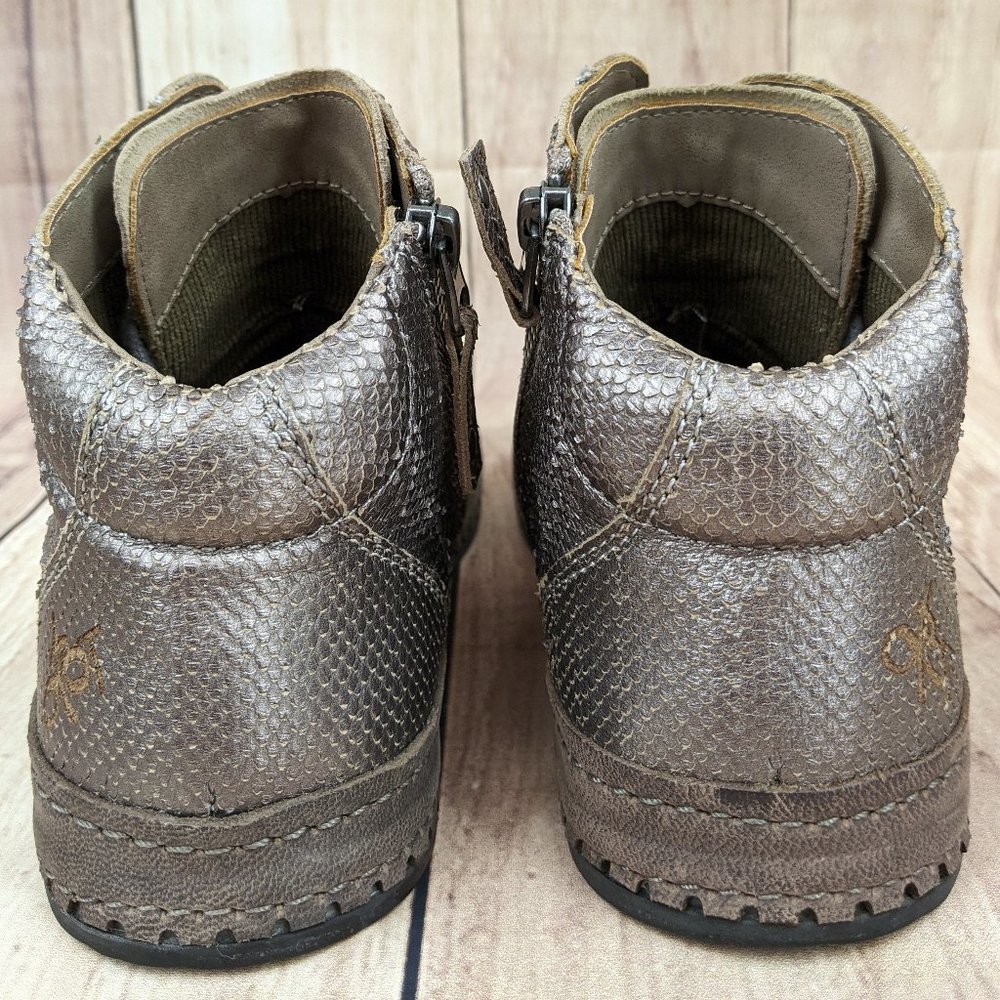 OTBT Round Trip High Top Sneaker Leather Snakeskin Metallic Gray Pewter - Picture 4 of 11